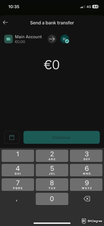 N26 review: N26 asking you to enter the amount of money you want to transfer. N26 review: N26 asking you to enter the amount of money you want to transfer.