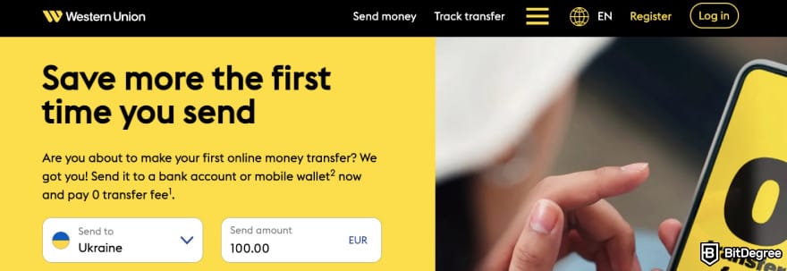 N26 review: Western Union homepage. N26 review: Western Union homepage.