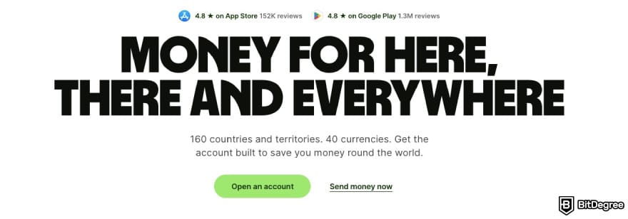 N26 review: Wise homepage. N26 review: Wise homepage.