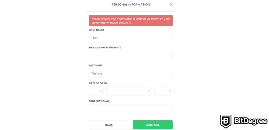 Ndax review: personal information.