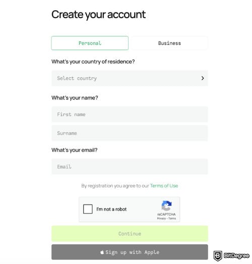 Nebeus review: the account registration window. Nebeus review: the account registration window.