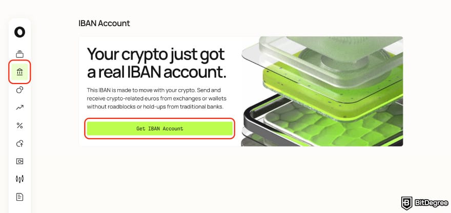 Nebeus review: the [Get IBAN Account] button.