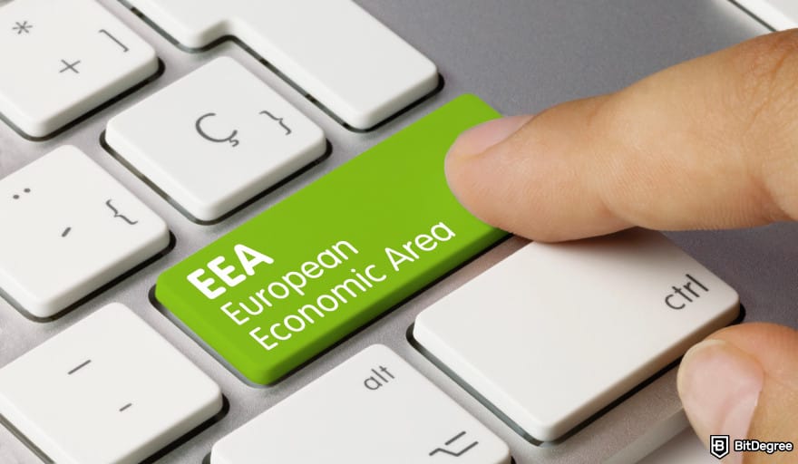 Nexo Card Review: a finger pressing the keyboard key that says EEA.