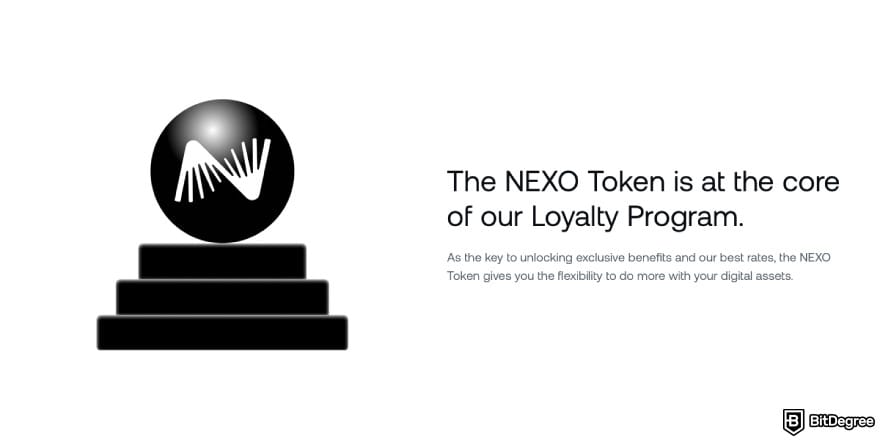 Nexo Card Review: a screenshot of Nexo's Loyalty Program description.