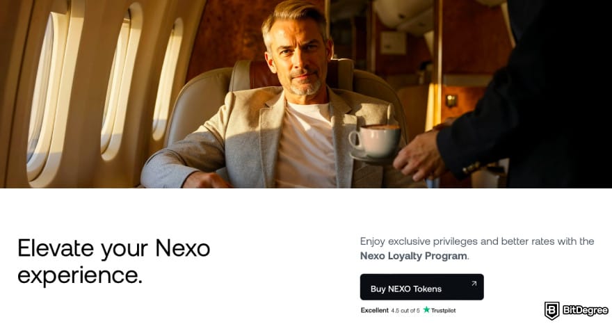 Nexo Card Review: a screenshot of Nexo's Loyalty Program homepage.