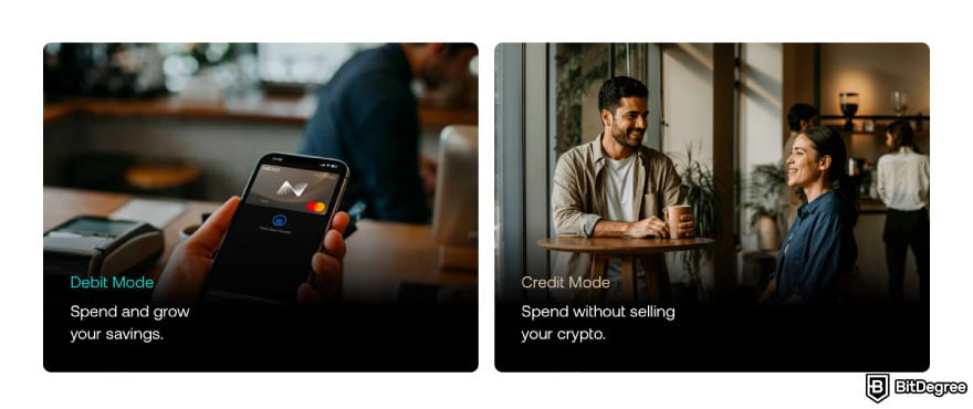 Nexo Card Review: a screenshot of Nexo Card Modes description.