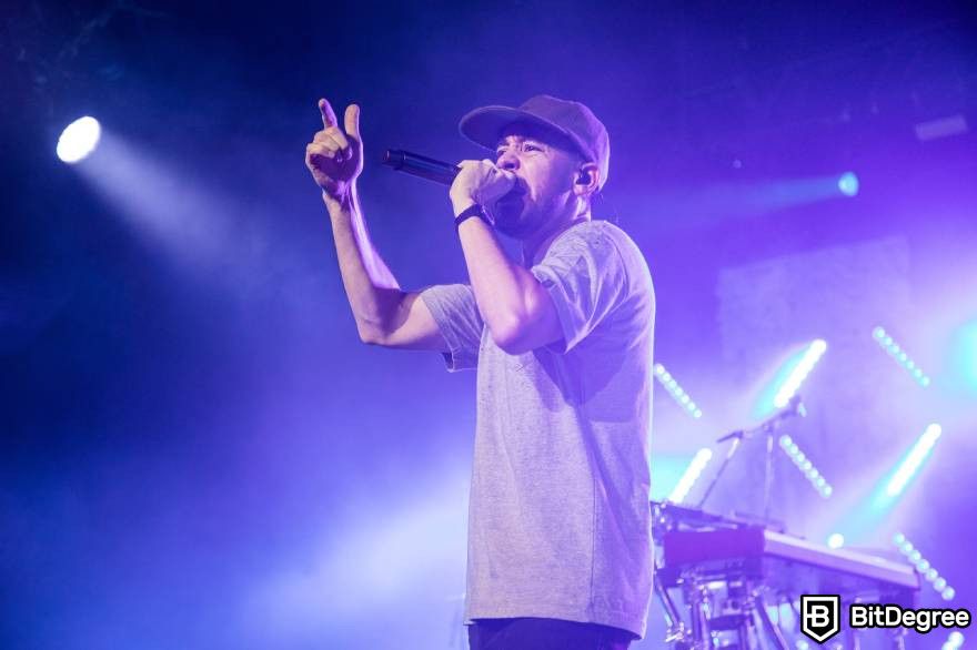 NFT Music: Mike Shinoda singing on stage