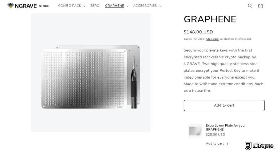 NGRAVE ZERO review: GRAPHENE metal plates price.