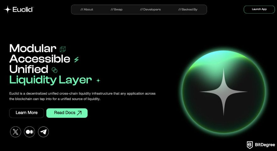 Nibiru.fi airdrops: a screenshot of Euclid Protocol homepage.