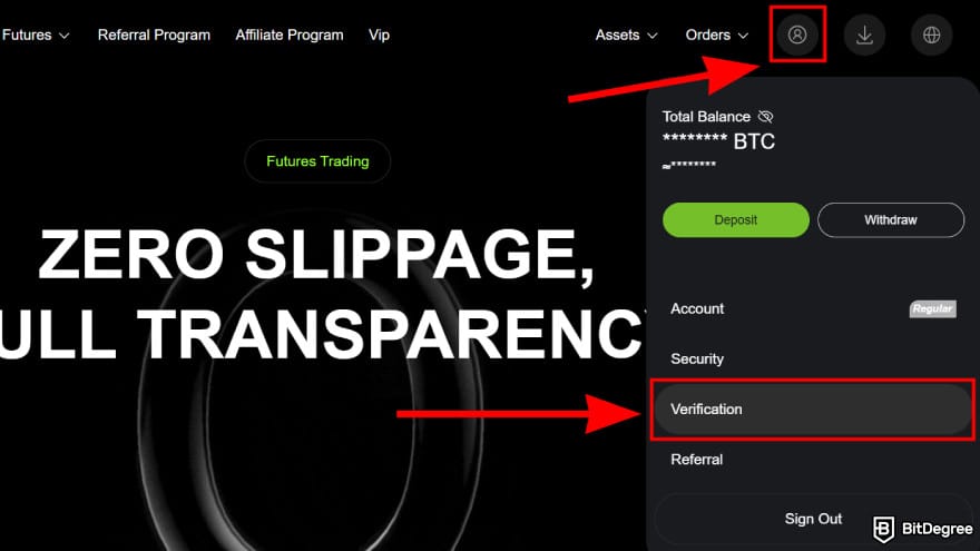NovaEx review: navigate to the verification section.