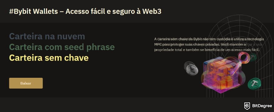 Como vender criptomoedas de uma carteira fria: a página inicial da Bybit Wallet.