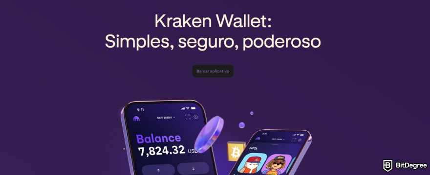 Como vender criptomoedas de uma carteira fria: a página inicial da Kraken Wallet.