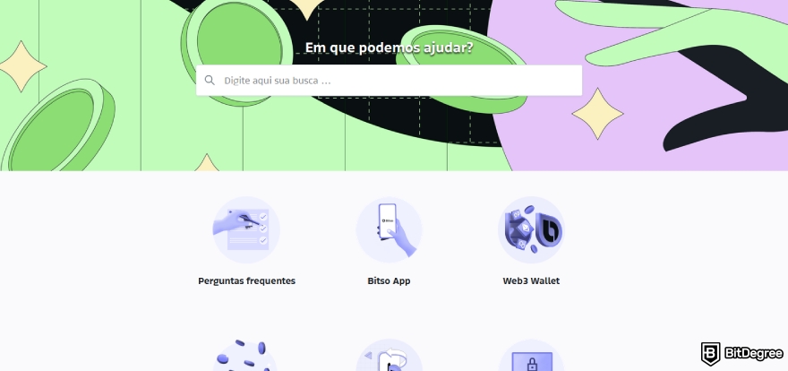 Análise do Bitso: uma captura de tela da central de ajuda do Bitso.