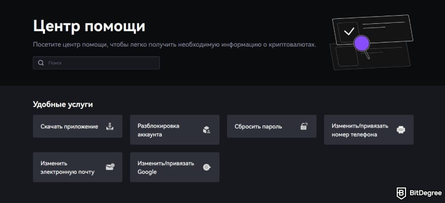 Обзор FameEX: скриншот центра помощи FameEX.