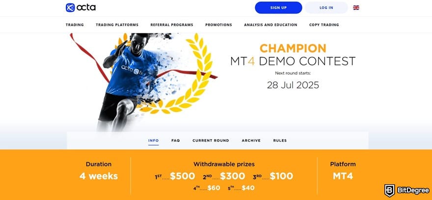 OctaFX review: demo trading contest.
