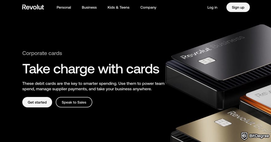 OFX alternative: Revolut business corporate cards page. OFX alternative: Revolut business corporate cards page.