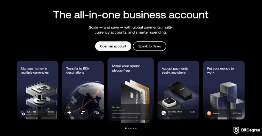 OFX alternative: Revolut business account page. OFX alternative: Revolut business account page.