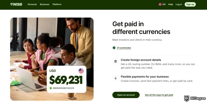 OFX alternative: Wise business page. OFX alternative: Wise business page.