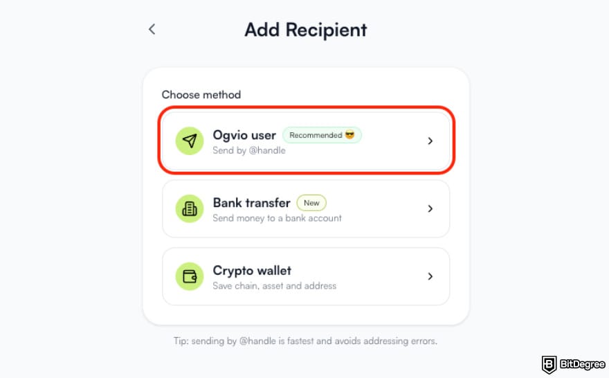Ogvio review: choosing [Ogvio user] as a method.