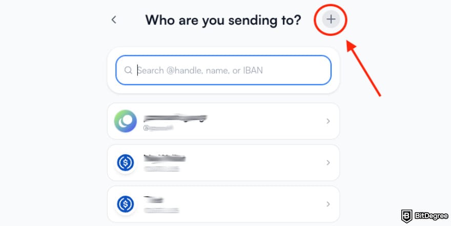 Ogvio review: a button for adding a new recipient.