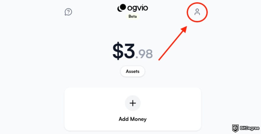 Ogvio review: a button to enter your profile settings.