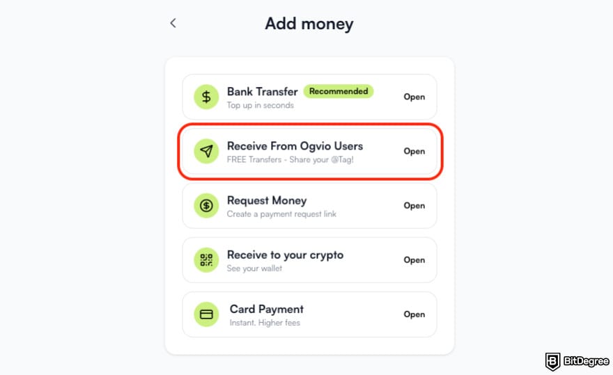 Ogvio review: the [Receive From Ogvio Users] window.