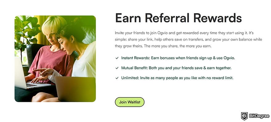 Ogvio review: description of Ogvio's referral program.