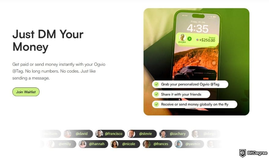 Ogvio review: description of Ogvio's @Tag feature.