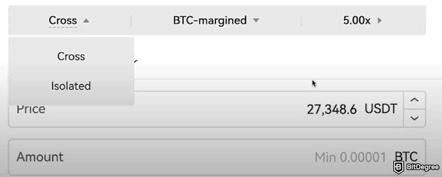 OKX margin trading: OKX Cross and Isolated margin trading options.