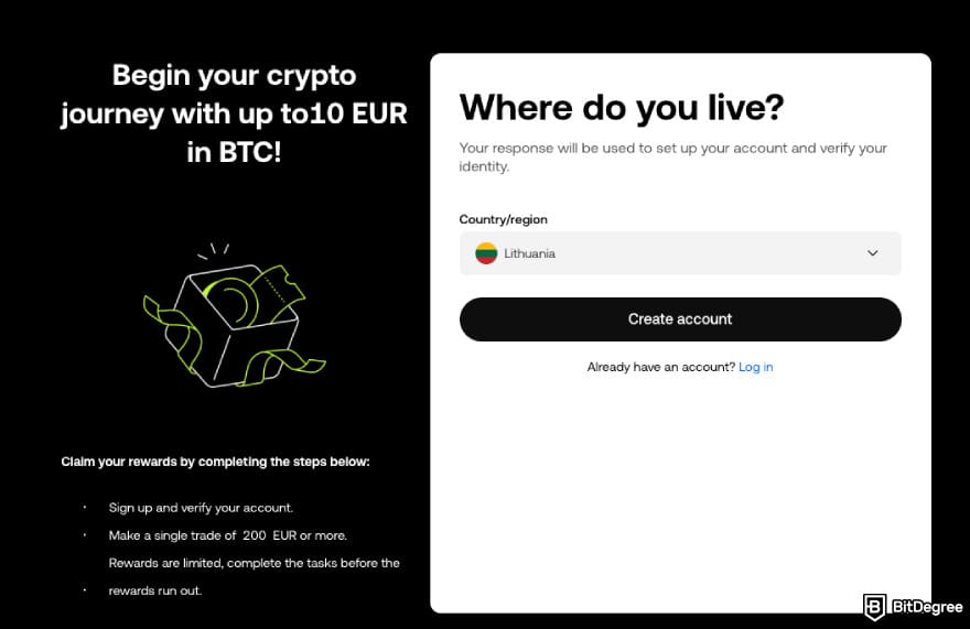OKX exchange review: a place where you have to specify your country of residence when registering on OKX.