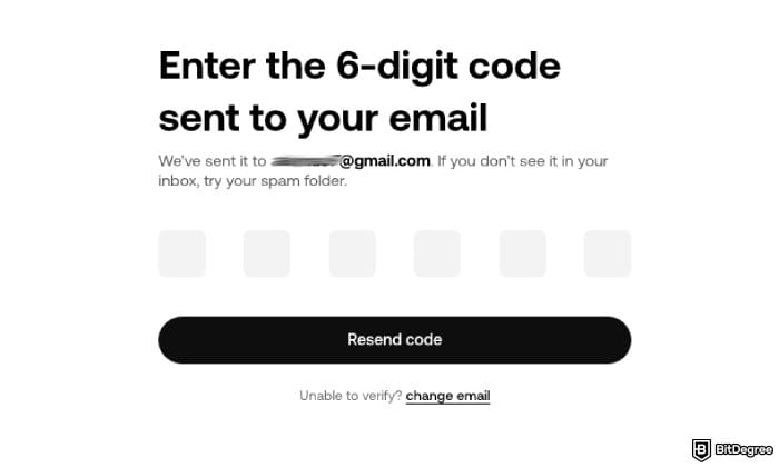 OKX exchange review: email verification request.