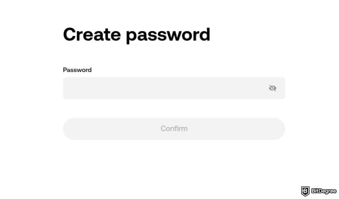 OKX exchange review: password creation window.