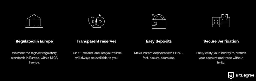 OKX exchange review: OKX's regulation in Europe, transparent reserves, easy deposit, and secure verification claims.