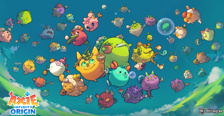 Online games to play when bored: Axie Infinity Origin's art.