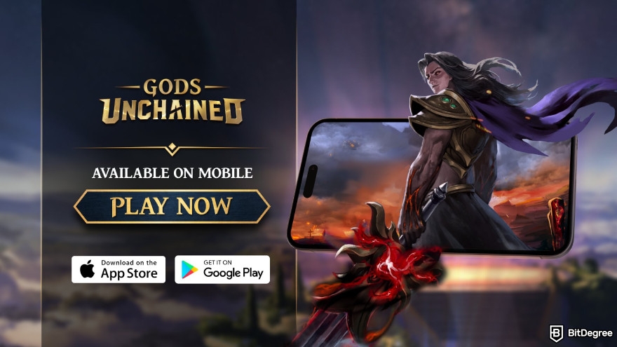 Online games to play when bored: Gods Unchained promotional banner.