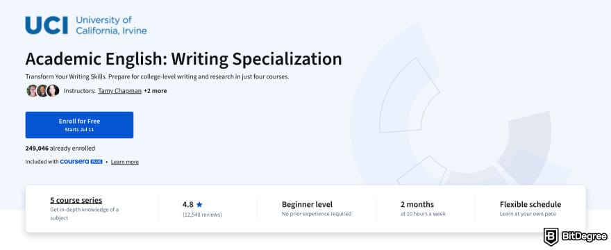 Online writing courses: Academic English Writing Specialization.