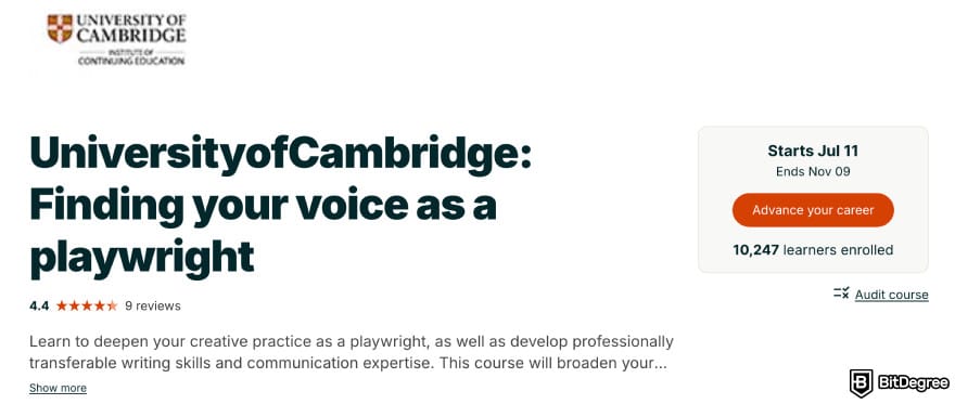 Online writing courses: Finding your voice as a playwright.