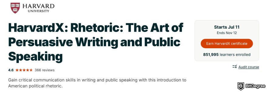 Online writing courses: The Art of Persuasive Writing and Public Speaking.