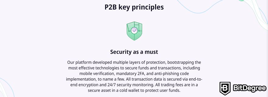 P2B review: one of the exchange's key principles talking about security.