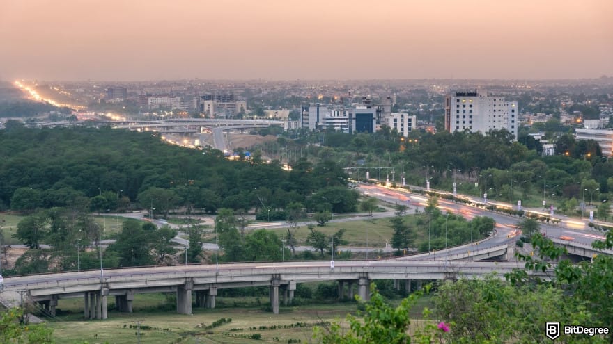 Pakistan currency: Islamabad during sunset.