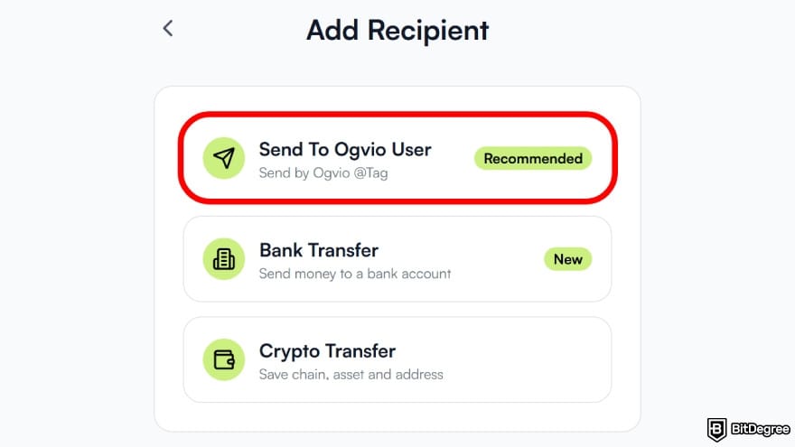 Pakistan currency: choose [Send To Ogvio User].