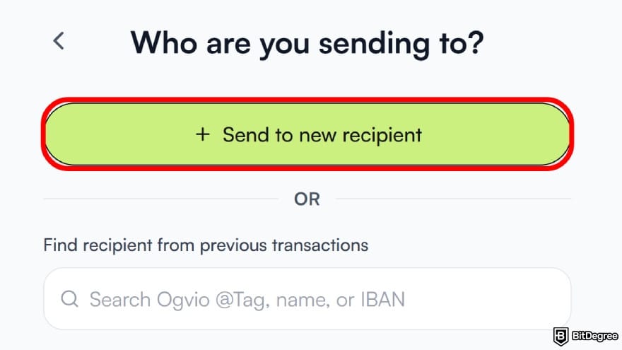 Pakistan currency: add new recipient.