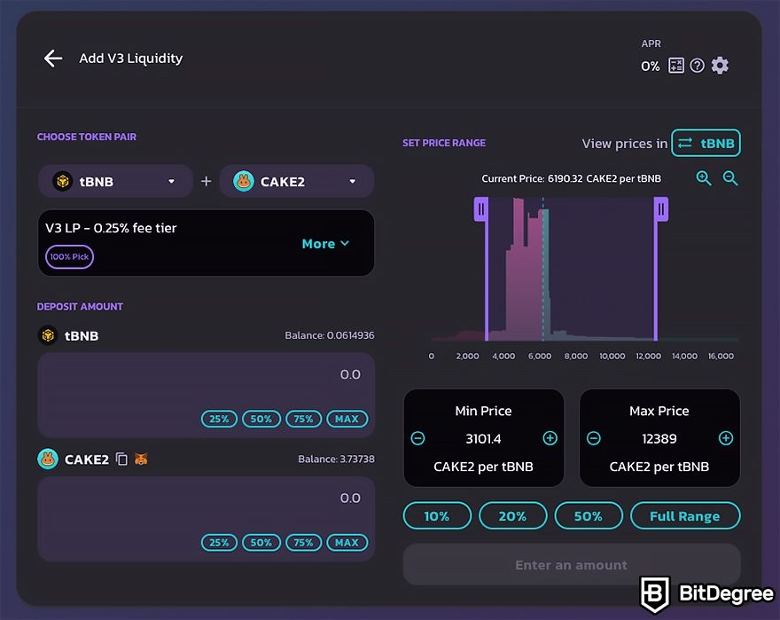 PancakeSwap liquidity: liquidity provision page.