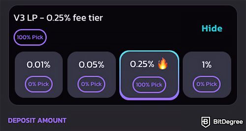 PancakeSwap liquidity: fee tier.