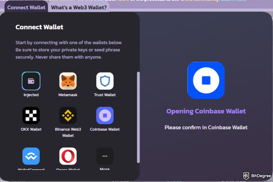 PancakeSwap review: connect a wallet.