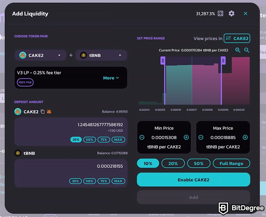 PancakeSwap staking: liquidity provision window.