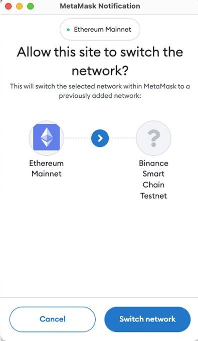 PancakeSwap staking: network change.