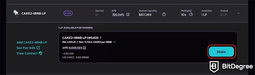 PancakeSwap staking: 