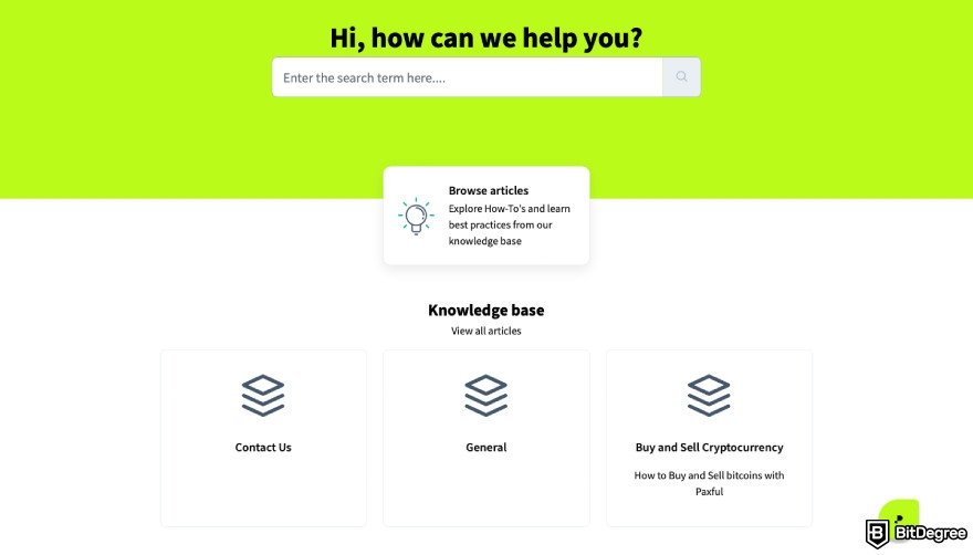 Paxful review: a screenshot of the Paxful knowledge base.