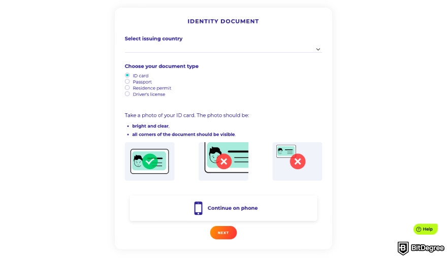 Paxful review: a screenshot of the Paxful KYC verification process.